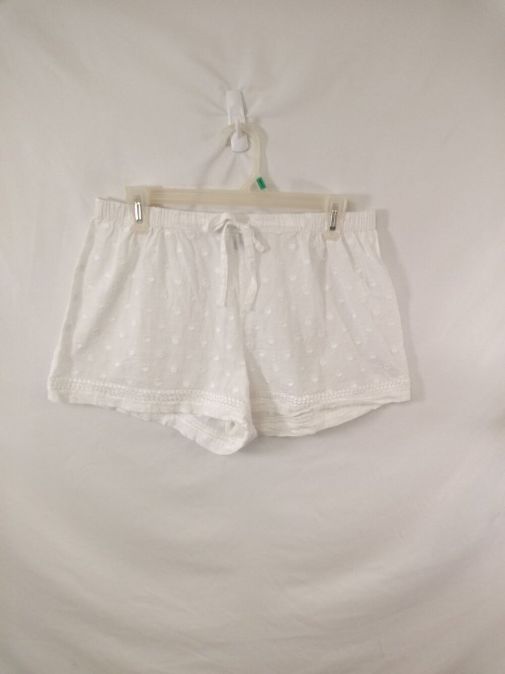 Saks Fifth Avenue Women's White Raised Polka Dot Boho Shorts Sz M 100% Cotton